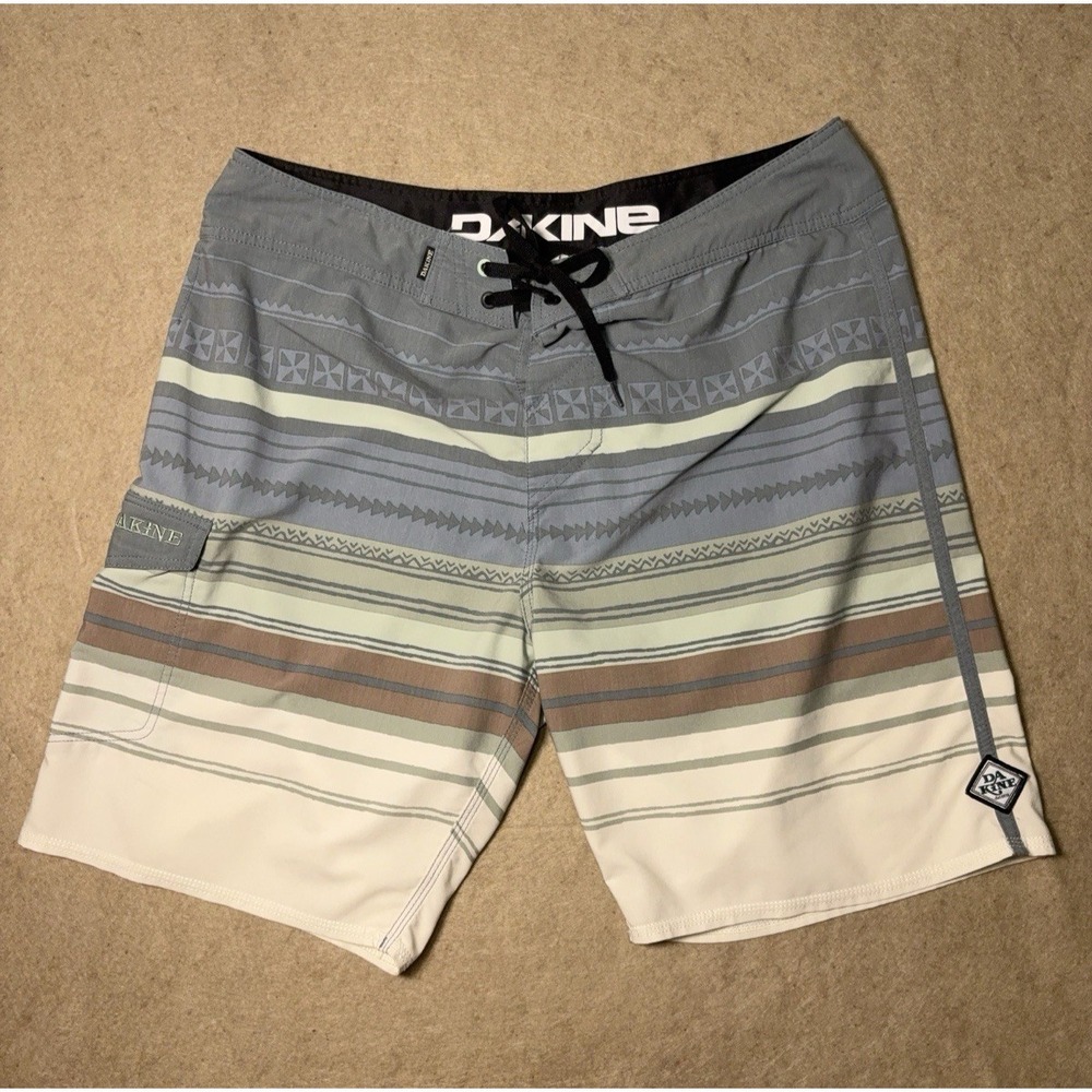 Dakine Board Shorts Mens 38 Gray‎ Multicolor Stripe Pockets Stretch 10" Inseam